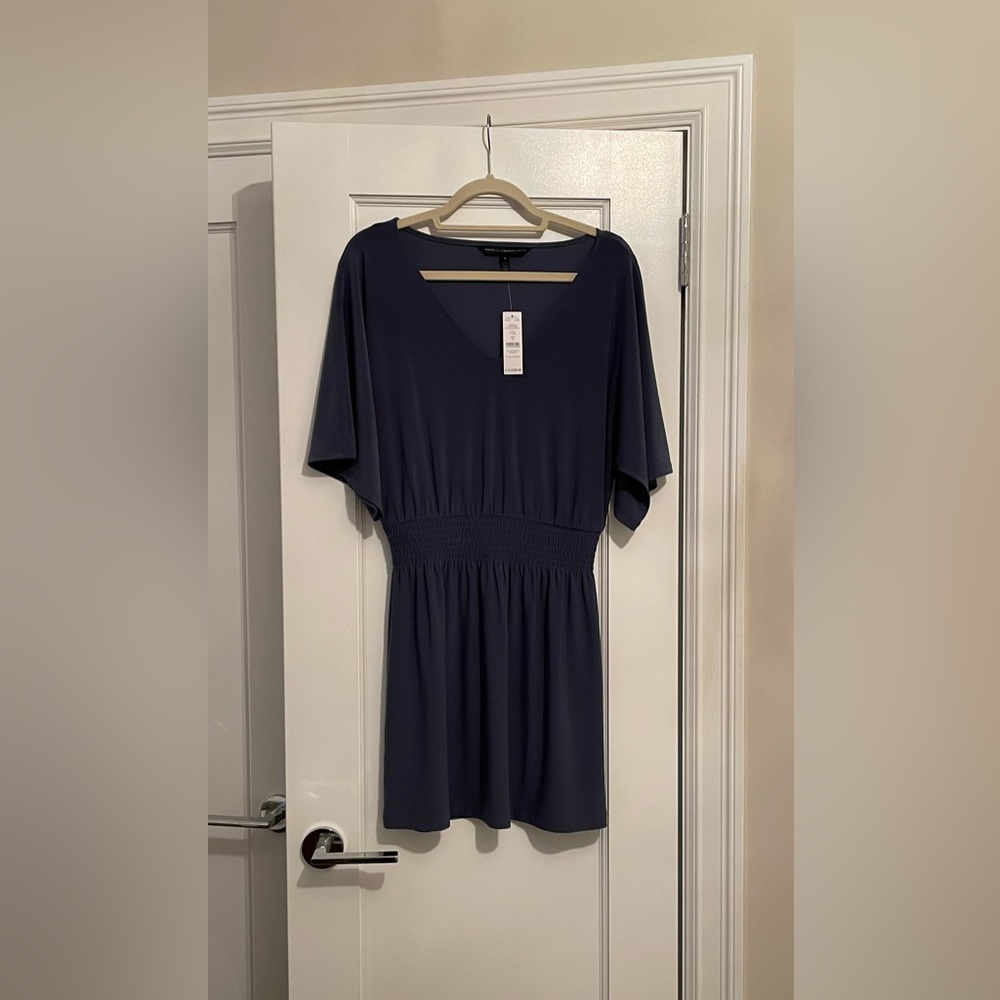 White House Black Market short sleeve smocked kimono dress - slate/gray blue